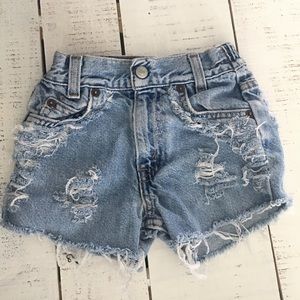 4t Kids Vintage Levi Distressed High Waist Shorts